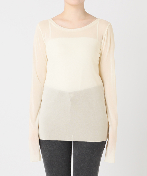 tシャツ 3WAYチュールレイヤードカットソー レディース rectangle tシャツ 3WAYチュールドッキングカットソー