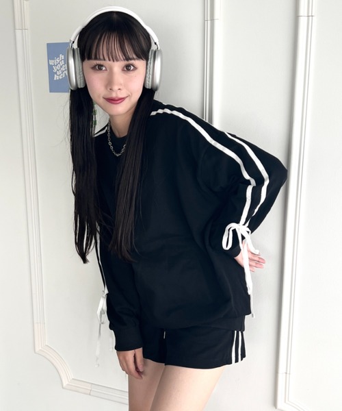 ollun セットアップ セール】【セットアップ】サイドラインリボンスウェット