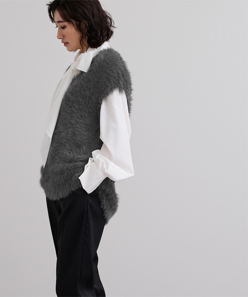 UR'S（ユアーズ）の「シャギーニットベスト（ベスト・レディース・チャコール/ライトベージュ/ライトグレー/モカ・L/M/S）」の21枚目の写真