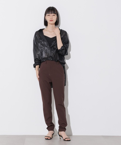 Apo(s)ture（アポスチャー）の「OLIVIA-001/ＴＲスリムパンツ（スラックス・レディース・グレー/ブラック/ブラウン/ベージュ・XS/S/M/L/XL）」の17枚目の写真