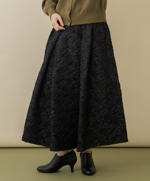 Paradise Picnic(パラダイスピクニック)の「Dignite collier ジャガードフレアスカート(スカート・レディース・アイボリー/ブラック/グリーン・FREE)」の3枚目の写真