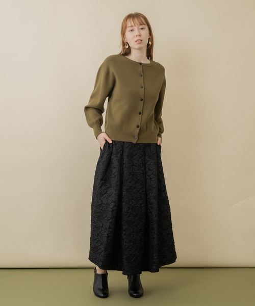 Paradise Picnic(パラダイスピクニック)の「Dignite collier ジャガードフレアスカート(スカート・レディース・アイボリー/ブラック/グリーン・FREE)」の4枚目の写真