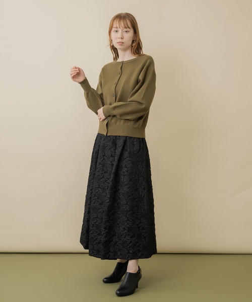 Paradise Picnic(パラダイスピクニック)の「Dignite collier ジャガードフレアスカート(スカート・レディース・アイボリー/ブラック/グリーン・FREE)」の5枚目の写真