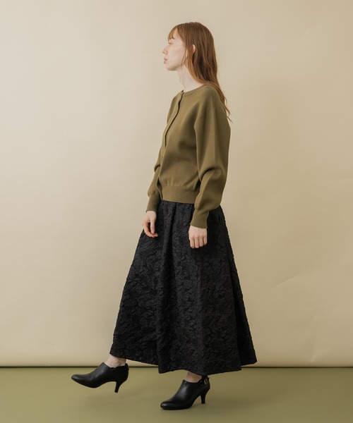 Paradise Picnic(パラダイスピクニック)の「Dignite collier ジャガードフレアスカート(スカート・レディース・アイボリー/ブラック/グリーン・FREE)」の6枚目の写真