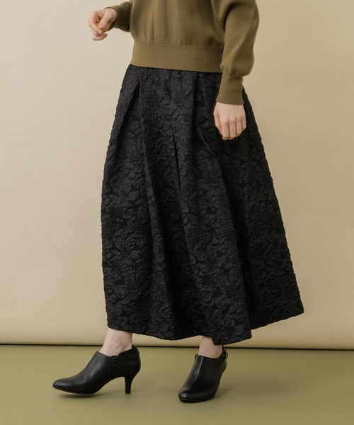 Paradise Picnic(パラダイスピクニック)の「Dignite collier ジャガードフレアスカート(スカート・レディース・アイボリー/ブラック/グリーン・FREE)」の10枚目の写真