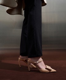C&K CHARLES & KEITH リボンレザーボウブレードヒールサンダル Lu ルー レザーボウブレードヒールサンダル - ブラックパテント