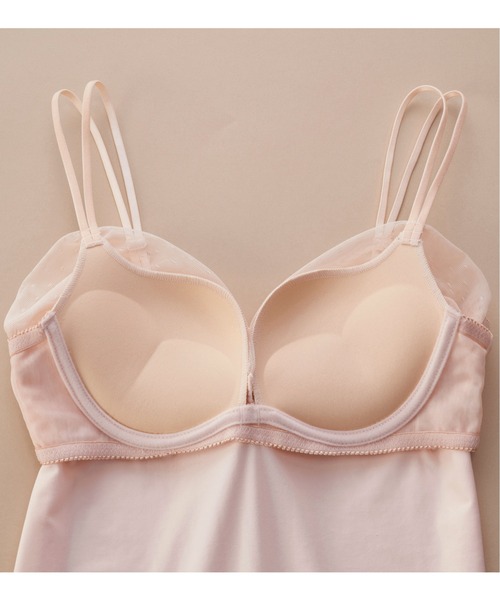 YU'NOW（ユナウ）の「【L字ワイヤーで谷間メイク/安定感◎】まる胸メイクのちゅるんブラキャミ【見えても◎ストラップ】【かわいいチュールデザイン】（インナーウェア/肌着・レディース・アイボリー/ブラック・S/M/L/LL）」の12枚目の写真