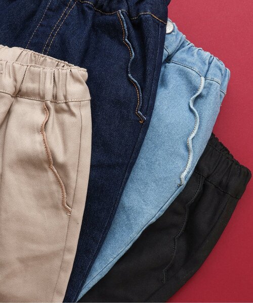 apres les cours（アプレレクール）の「スカラップポケットきゅんパンツ（スキニー）（その他パンツ・キッズ・ブラック/サックスブルー/ベージュ/ネイビー・80/90/100/110/120/130/140）」の6枚目の写真