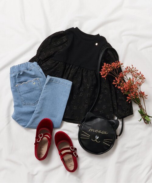 apres les cours（アプレレクール）の「スカラップポケットきゅんパンツ（スキニー）（その他パンツ・キッズ・ブラック/サックスブルー/ベージュ/ネイビー・80/90/100/110/120/130/140）」の8枚目の写真