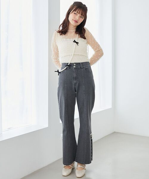 MAJESTIC LEGON（マジェスティックレゴン）の「ニュアンスシアータートルトップス（Tシャツ/カットソー・レディース・グレー/オフホワイト/ブラック/アイボリー・MEDIUM）」の10枚目の写真