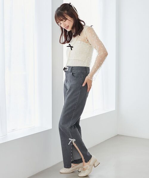 MAJESTIC LEGON（マジェスティックレゴン）の「ニュアンスシアータートルトップス（Tシャツ/カットソー・レディース・グレー/オフホワイト/ブラック/アイボリー・MEDIUM）」の11枚目の写真