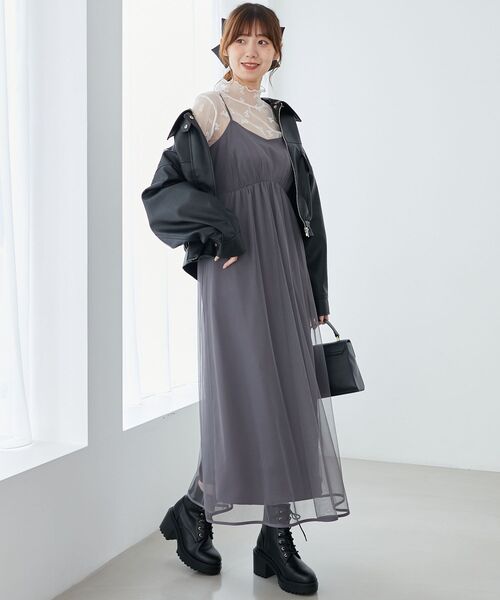 MAJESTIC LEGON（マジェスティックレゴン）の「ニュアンスシアータートルトップス（Tシャツ/カットソー・レディース・グレー/オフホワイト/ブラック/アイボリー・MEDIUM）」の18枚目の写真