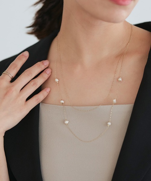 Pierrot（ピエロ）の「淡水パール2連ネックレス（ネックレス・レディース・ゴールド・FREE）」の2枚目の写真