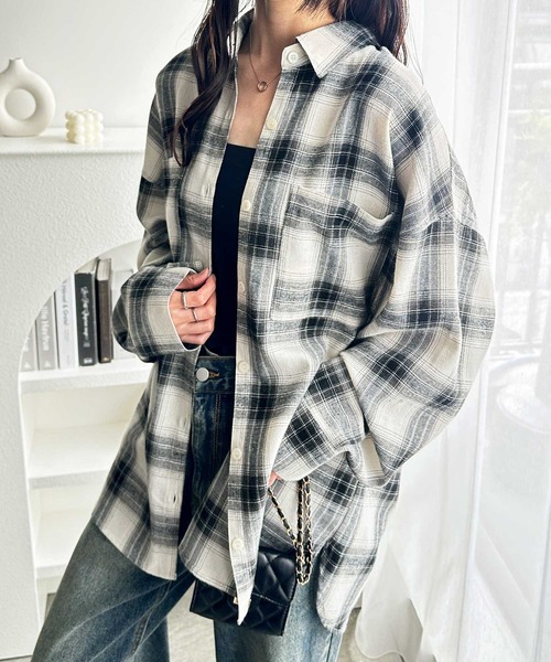 siiilon シーロン　チェックシャツ　25SS セール】チェックロングシャツ（シャツ/ブラウス）｜GeeRA（ジーラ）の