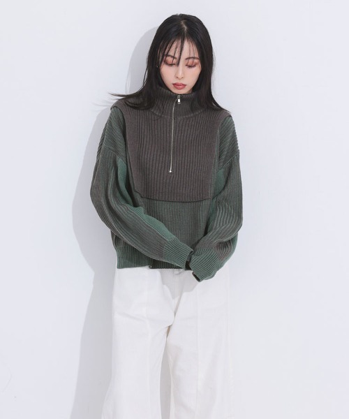 DONOBAN（ドノバン）の「バイカラーハーフジップニット（ニット/セーター・レディース・ブルー/ブラック/グリーン/レッド/ミント・ONE）」の20枚目の写真