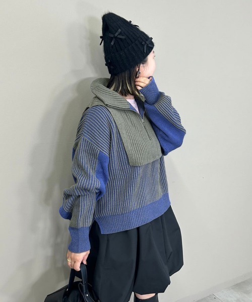 セール】バイカラーハーフジップニット（ニット/セーター）｜DONOBAN