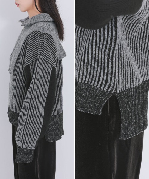 セール】バイカラーハーフジップニット（ニット/セーター）｜DONOBAN