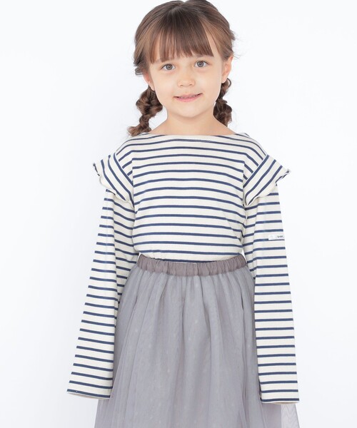 SHIPS KIDS:100～130cm / オーガニック コットン フリル プルオーバー