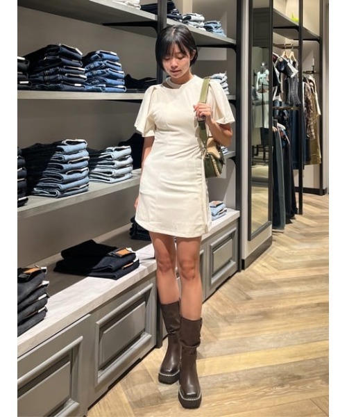 SLY(スライ)の「BELTED CUT OUT S/OP ベルテッド カット アウト ショート ワンピース(ワンピース・レディース・ブラック/アイボリー・1/2)」の12枚目の写真