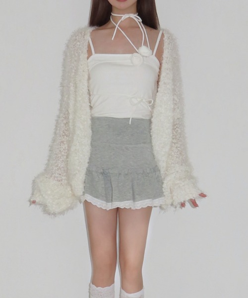 MAINLYTRULY（メインリィトゥルリィ）の「ルーズ シャギー ニット カーディガン（カーディガン/ボレロ・レディース・ホワイト系・L）」の3枚目の写真