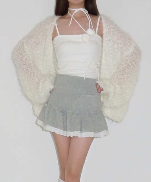 MAINLYTRULY（メインリィトゥルリィ）の「ルーズ シャギー ニット カーディガン（カーディガン/ボレロ・レディース・ホワイト系・L）」の4枚目の写真