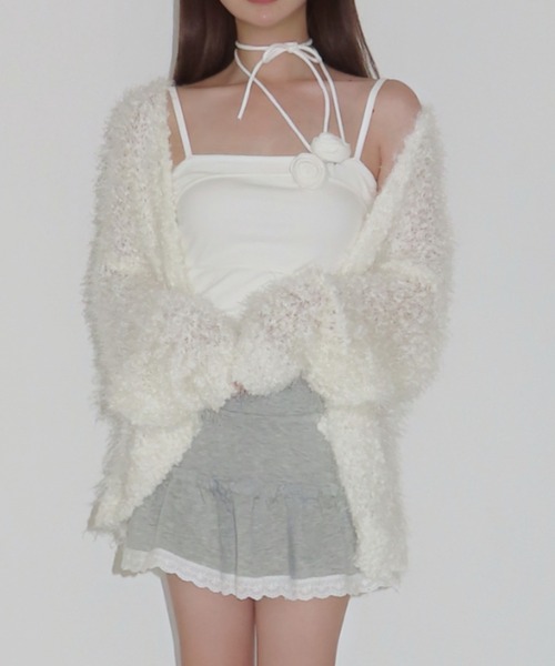 MAINLYTRULY（メインリィトゥルリィ）の「ルーズ シャギー ニット カーディガン（カーディガン/ボレロ・レディース・ホワイト系・L）」の5枚目の写真