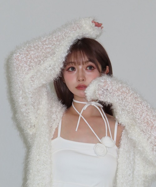 MAINLYTRULY（メインリィトゥルリィ）の「ルーズ シャギー ニット カーディガン（カーディガン/ボレロ・レディース・ホワイト系・L）」の2枚目の写真