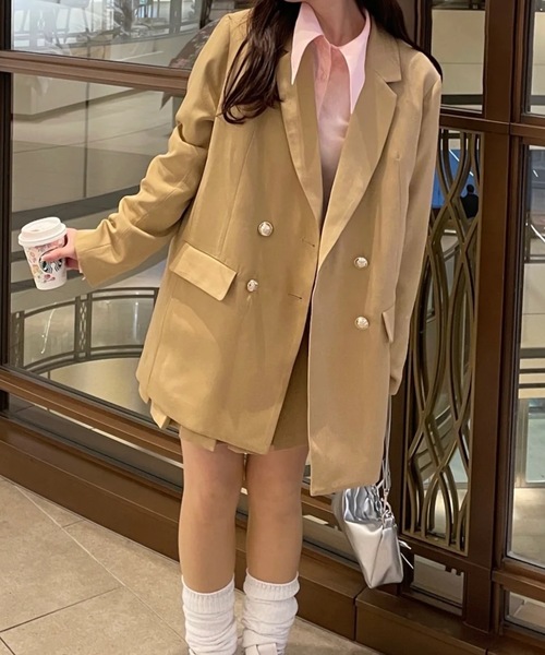 PURE BRIGHT（ピュアブライト）の「【RiLiコラボ】ダブルテーラードジャケット（テーラードジャケット・レディース・ベージュ/ネイビー・FREE）」の4枚目の写真