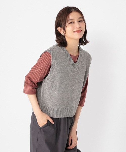 ブラック Vネック ベスト WOMEN WTO Vネックニットベスト ブラック