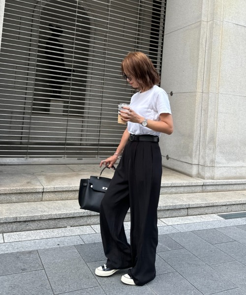 セール】ベルト付きタックワイドスラックス(chiica select