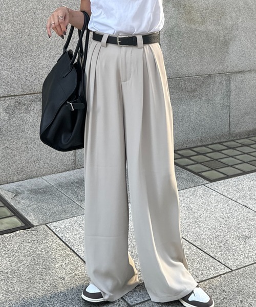 セール】ベルト付きタックワイドスラックス(chiica select
