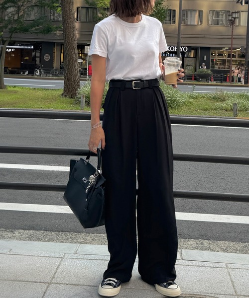 ISOOK（アイスー）の「ベルト付きタックワイドスラックス(chiica select) / タックパンツ ワイドパンツ サイズ展開（スラックス・レディース・ブラック/ベージュ・S/M）」の19枚目の写真