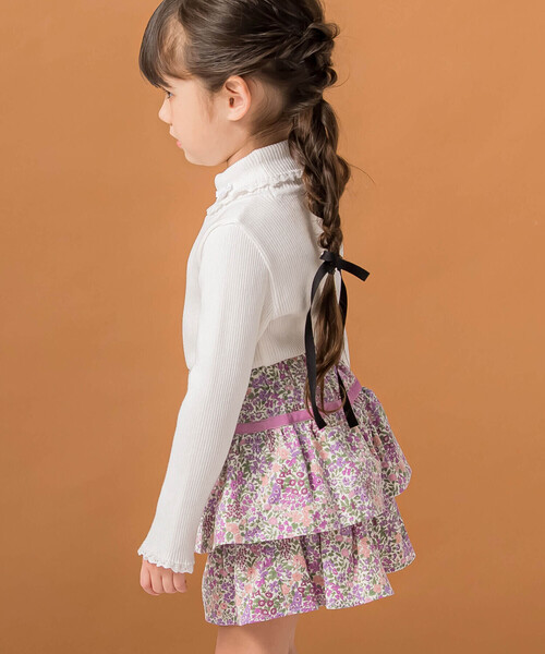 Tartine et Chocolat（タルティーヌエショコラ）の「【日本製】リボン付きソフトコットンハイネックセーター(80~140cm)（ニット/セーター・キッズ・ネイビー/オフホワイト/グレー/ピンク・110cm/140cm/100cm/120cm/130cm/90cm/80ｃｍ）」の7枚目の写真