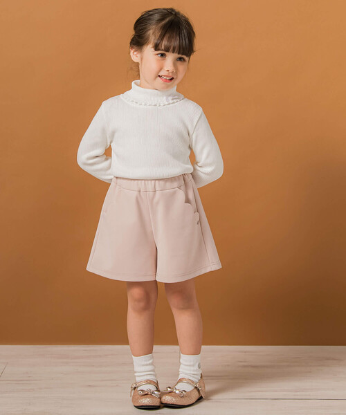 Tartine et Chocolat（タルティーヌエショコラ）の「【日本製】リボン付きソフトコットンハイネックセーター(80~140cm)（ニット/セーター・キッズ・ネイビー/オフホワイト/グレー/ピンク・110cm/140cm/100cm/120cm/130cm/90cm/80ｃｍ）」の8枚目の写真