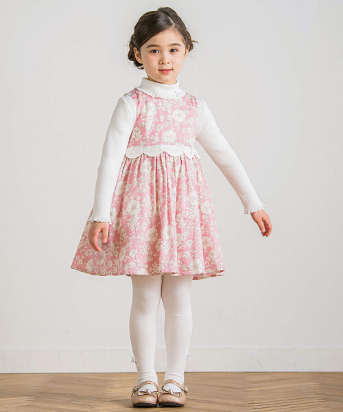 Tartine et Chocolat（タルティーヌエショコラ）の「【日本製】リボン付きソフトコットンハイネックセーター(80~140cm)（ニット/セーター・キッズ・ネイビー/オフホワイト/グレー/ピンク・110cm/140cm/100cm/120cm/130cm/90cm/80ｃｍ）」の9枚目の写真