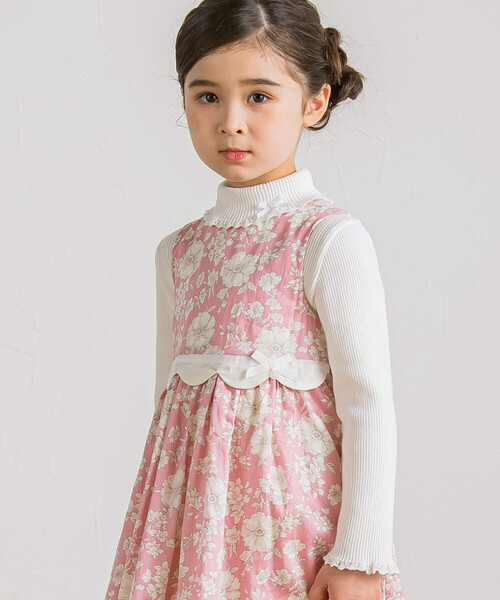 Tartine et Chocolat（タルティーヌエショコラ）の「【日本製】リボン付きソフトコットンハイネックセーター(80~140cm)（ニット/セーター・キッズ・ネイビー/オフホワイト/グレー/ピンク・110cm/140cm/100cm/120cm/130cm/90cm/80ｃｍ）」の10枚目の写真