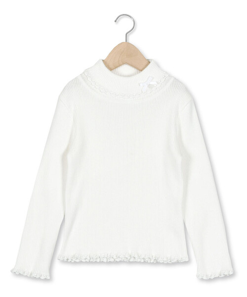 Tartine et Chocolat（タルティーヌエショコラ）の「【日本製】リボン付きソフトコットンハイネックセーター(80~140cm)（ニット/セーター・キッズ・ネイビー/オフホワイト/グレー/ピンク・110cm/140cm/100cm/120cm/130cm/90cm/80ｃｍ）」の13枚目の写真