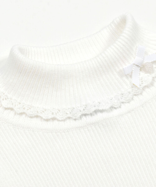 Tartine et Chocolat（タルティーヌエショコラ）の「【日本製】リボン付きソフトコットンハイネックセーター(80~140cm)（ニット/セーター・キッズ・ネイビー/オフホワイト/グレー/ピンク・110cm/140cm/100cm/120cm/130cm/90cm/80ｃｍ）」の14枚目の写真