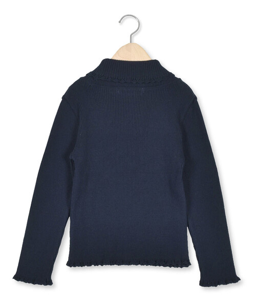 Tartine et Chocolat（タルティーヌエショコラ）の「【日本製】リボン付きソフトコットンハイネックセーター(80~140cm)（ニット/セーター・キッズ・ネイビー/オフホワイト/グレー/ピンク・110cm/140cm/100cm/120cm/130cm/90cm/80ｃｍ）」の16枚目の写真