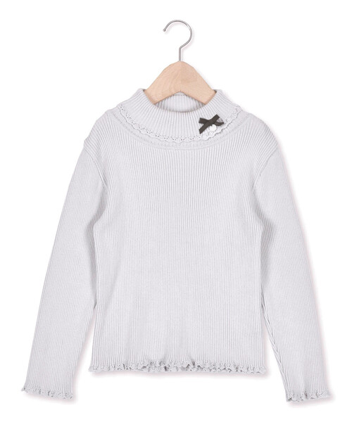 Tartine et Chocolat（タルティーヌエショコラ）の「【日本製】リボン付きソフトコットンハイネックセーター(80~140cm)（ニット/セーター・キッズ・ネイビー/オフホワイト/グレー/ピンク・110cm/140cm/100cm/120cm/130cm/90cm/80ｃｍ）」の21枚目の写真