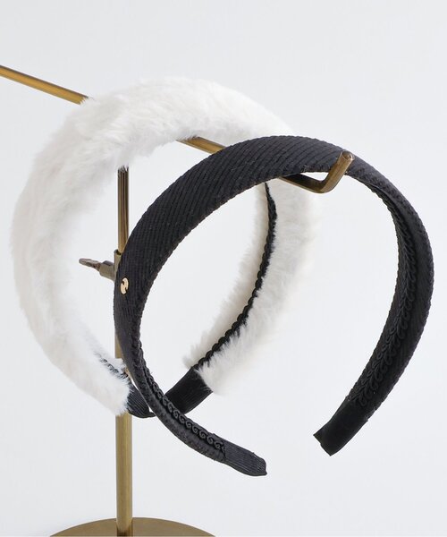 apres les cours（アプレレクール）の「ファー・コーデュロイカチューシャ（カチューシャ・キッズ・アイボリー/ブラック・FREE）」の3枚目の写真