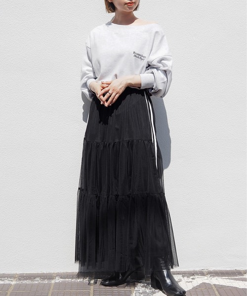 tiptop（ティップトップ）の「ライン入りチュールティアードスカート（スカート・レディース・アイボリー/ブラック・FREE）」の16枚目の写真