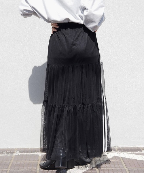 tiptop（ティップトップ）の「ライン入りチュールティアードスカート（スカート・レディース・アイボリー/ブラック・FREE）」の18枚目の写真