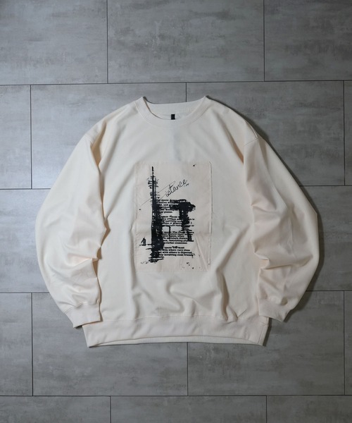 Anytime Songs(エニータイムソングス)の「cardboard knit crew neck design cutsew/ダンボールニット クルーネック デザイン カットソー(スウェット・メンズ・ブラック/ホワイト/グレー/ブラック系その他/チャコールグレー/ホワイト系その他2/ホワイト系その他/ブラック系その他2/グレー系その他・M/L/XL)」の2枚目の写真