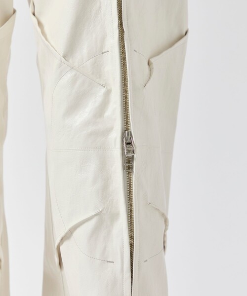 YOHEI OHNO/ヨウヘイオオノ】Faux Leather Biker Trousers