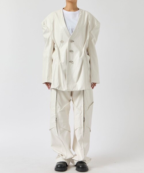 YOHEI OHNO/ヨウヘイオオノ】Faux Leather Biker Trousers/レザー