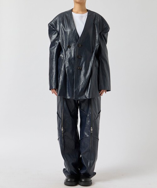 YOHEI OHNO/ヨウヘイオオノ】Faux Leather Biker Trousers/レザー