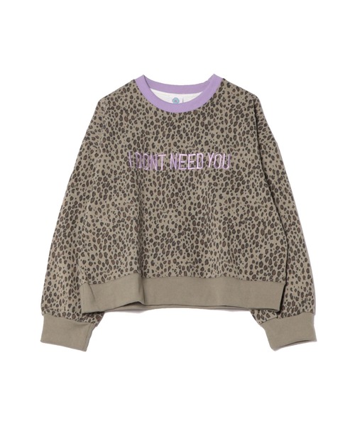HOOK(フック)の「【HOOK】for girls フロントプリントレオパード総柄リンガースウェット(スウェット・レディース・カーキ/ダークグレー/ベージュ/ダークベージュ・FREE)」の4枚目の写真