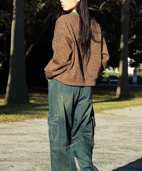 HOOK(フック)の「【HOOK】for girls フロントプリントレオパード総柄リンガースウェット(スウェット・レディース・カーキ/ダークグレー/ベージュ/ダークベージュ・FREE)」の21枚目の写真