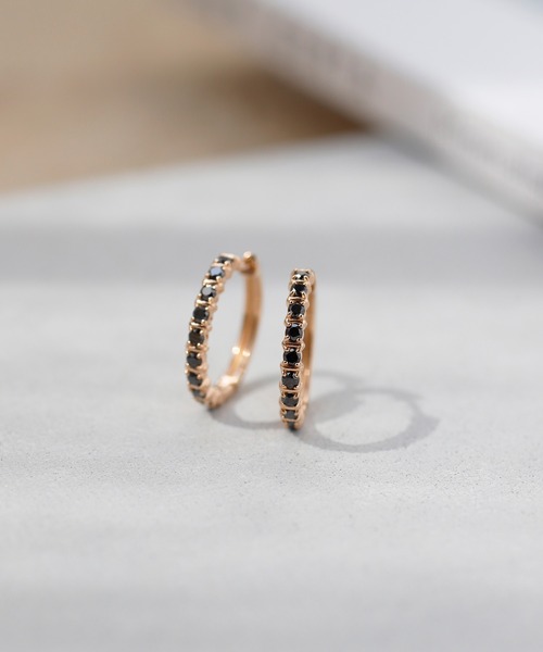 ROSETEN・ブラックダイヤスナップピアス[M]（ピアス（両耳用